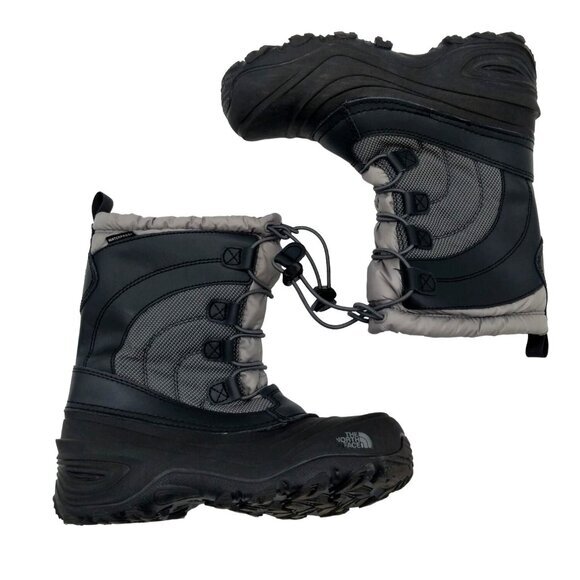 THE NORTH FACE Kid Alpenglow IV SZ 4 Waterproof Therma Felt Rain Snow Black Gray - Picture 1 of 11